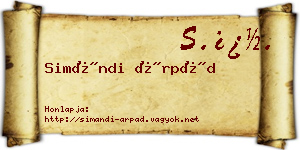 Simándi Árpád névjegykártya