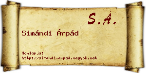 Simándi Árpád névjegykártya